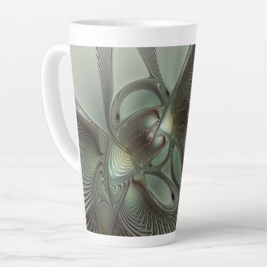 Abstract Olive Sage Green Gray Fractal Art Fantasy Latte Mok (Linkerhoek)
