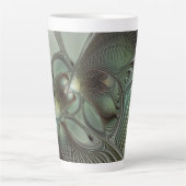 Abstract Olive Sage Green Gray Fractal Art Fantasy Latte Mok (Voorkant)