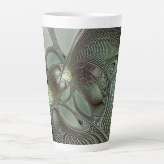 Abstract Olive Sage Green Gray Fractal Art Fantasy Latte Mok (Voorkant)