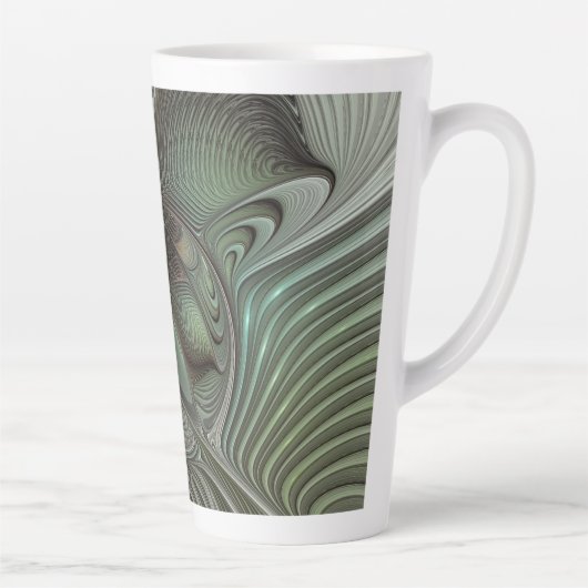 Abstract Olive Sage Green Gray Fractal Art Fantasy Latte Mok (Rechts)
