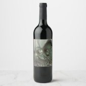 Abstract Olive Sage Green Gray Fractal Art Fantasy Wijn Etiket (Voorkant)