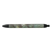 Abstract Olive Sage Green Gray Fractal Art Fantasy Zwarte Inkt Pen (Voorkant)
