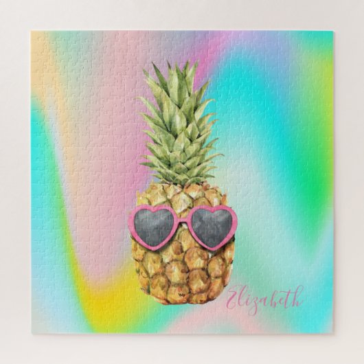 Abstract Ombre Holografische Koele Ananas Legpuzzel (Verticaal)