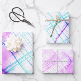 Abstract Ombre Plaid Paars Turquoise Blauw Inpakpapier Vel