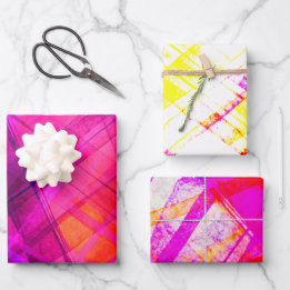 Abstract Ombre Schotlandse Ruit Paars Oranje Inpakpapier Vel