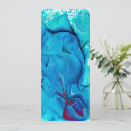 Abstract Onderwater Blauwe Waterverf Groot Bladwij (Staand voorkant)