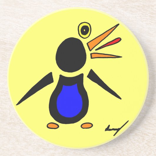 Abstract Onderzetter van Penguin - Geel (Voorkant)