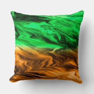 Abstract ondoordacht patroon in oranje groen kussen