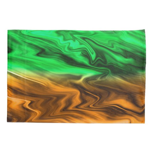 Abstract ondoordacht patroon in oranje groen kussensloop (Achterkant)