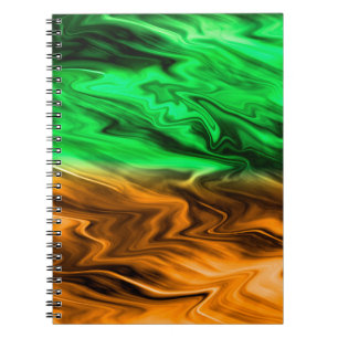 Abstract ondoordacht patroon in oranje groen notitieboek