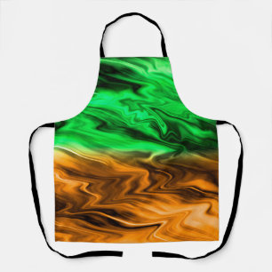 Abstract ondoordacht patroon in oranje groen schort