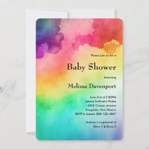 Abstract ontwerp baby shower in regenboogkleuren kaart