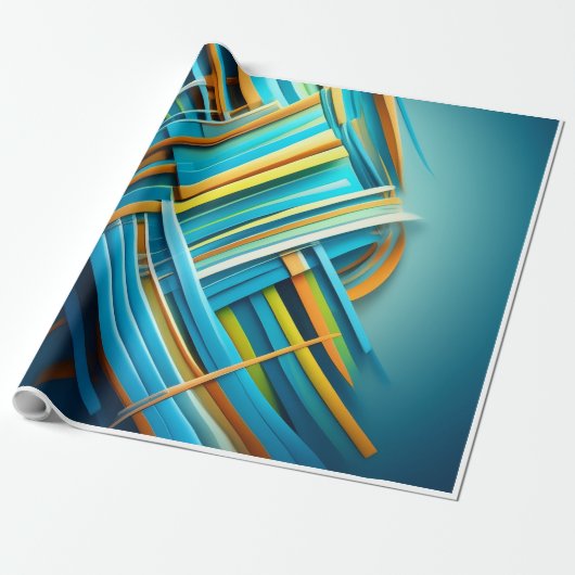 abstract ontwerp Blauw Cadeaupapier (Uitgerold)