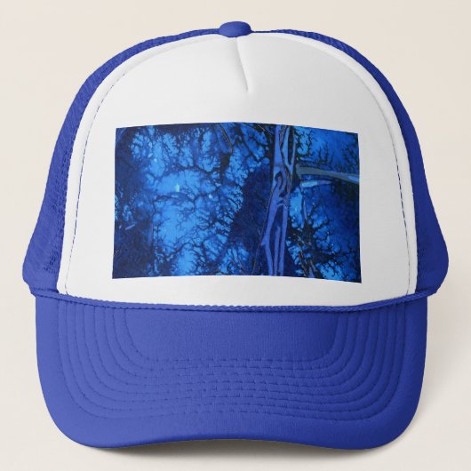 Abstract ontwerp blauwe diepzeetextuur trucker pet (Voorkant)
