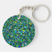 Abstract ontwerp blauwe groene golven vormen sleutelhanger (Achterkant)