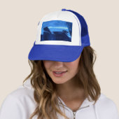 Abstract ontwerp blauwe lagune diep zee getexturee trucker pet (In situ)