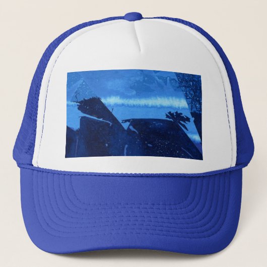 Abstract ontwerp blauwe lagune diep zee getexturee trucker pet (Voorkant)