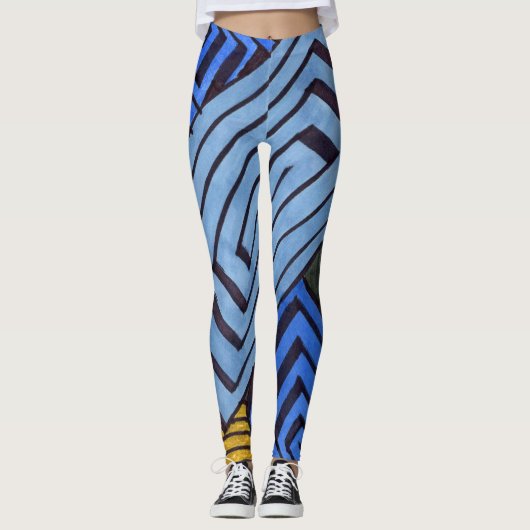 Abstract ontwerp, Egyptische spoelen van blues en  Leggings (Voorkant)