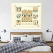 Abstract ontwerp gebaseerd op bloemknoppen, bessen canvas afdruk (Insitu (Slaapkamer))