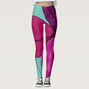 Abstract ontwerp grote bloem in violet petaal leggings