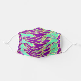 Abstract ontwerp in Mint Green en Paars Stoffen Mondkapje