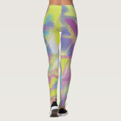 Abstract ontwerp in paars geel blauw leggings (Achterkant)