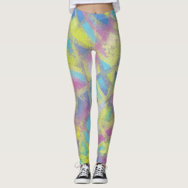 Abstract ontwerp in paars geel blauw leggings