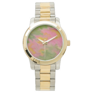 ABSTRACT ONTWERP IN PINKS, GEEL EN GROENEN HORLOGE