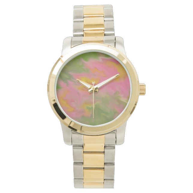 ABSTRACT ONTWERP IN PINKS, GEEL EN GROENEN HORLOGE (Voorkant)