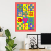 Abstract ontwerp in vierkanten poster (Thuiskantoor)