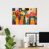 Abstract ontwerp kleurrijke bloemen poster (Thuiskantoor)