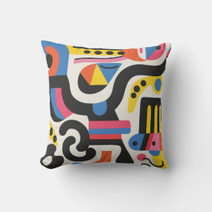 Abstract ontwerp Kleurrijke geometrische zwarte pa Kussen