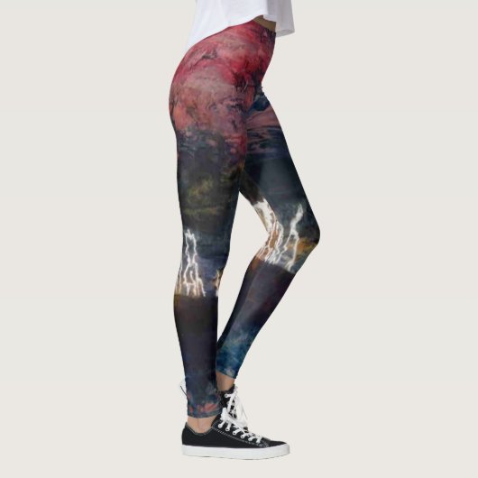 Abstract ontwerp, lichtend storm op zee leggings (Rechts)