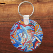 Abstract ontwerp met blauwe zwaluwen met rood acce sleutelhanger (Voorkant)