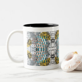 Abstract ontwerp met bloemen en bijen mok thema
