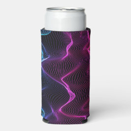 Abstract ontwerp met golvende lijnen in neonblauw  seltzer blikjeskoeler