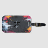 Abstract ontwerp met neonkleuren en aangepaste naa bagagelabel (Voorkant (horizontaal))