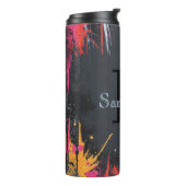 Abstract ontwerp met neonkleuren en aangepaste naa thermosbeker (Gedraaid links)