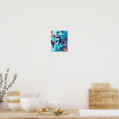 Abstract ontwerp met rustgevende turquoise tinten poster (Keuken)