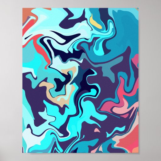 Abstract ontwerp met rustgevende turquoise tinten poster (Voorkant)