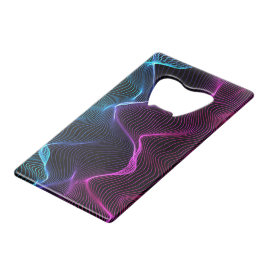 Abstract ontwerp met vloeiende, golvende neonlijne creditkaart flessenopener