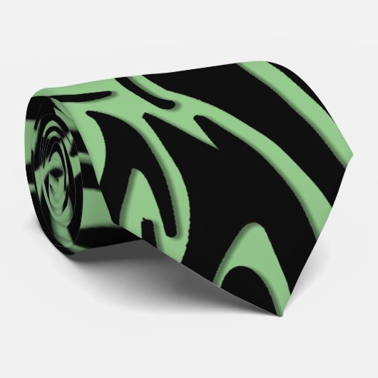 Abstract ontwerp met zwarte tribaal op groen stropdas (Opgerold)