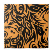 Abstract ontwerp met zwarte tribaal op Oranje Tegeltje (Voorkant)