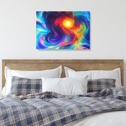 Abstract ontwerp, multikleurencanvas afdrukken (Insitu (Slaapkamer))