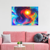 Abstract ontwerp, multikleurencanvas afdrukken (Insitu (Woonkamer))