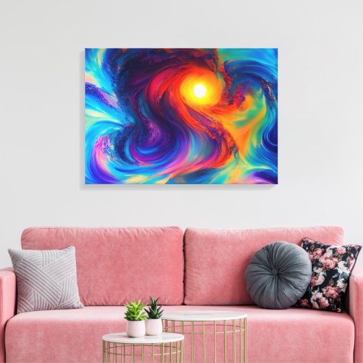 Abstract ontwerp, multikleurencanvas afdrukken (Insitu (Woonkamer))