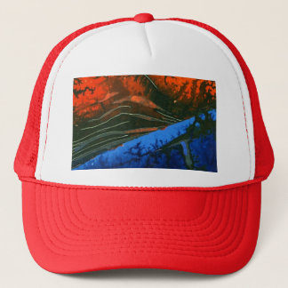 Abstract ontwerp rode en blauwe lavablavedikhoed trucker pet