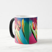 Abstract ontwerp rode tulpen magische mok (Voorkant links)