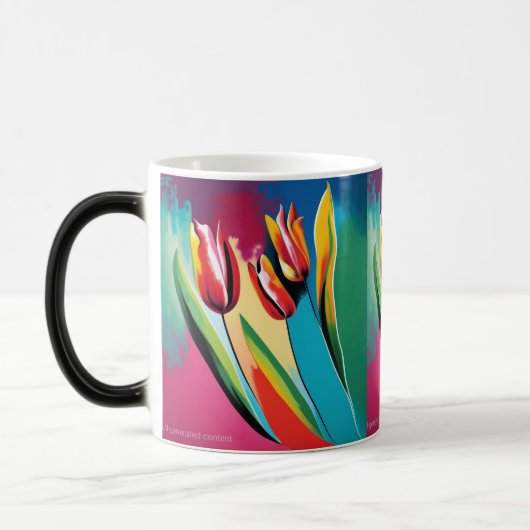 Abstract ontwerp rode tulpen magische mok (Links)