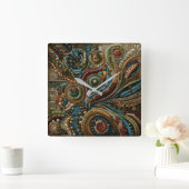 Abstract ontwerp Rood Blauw Goud Groen Vierkante Klok (Huis)